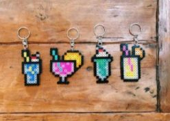 perler bead wine charms or keychains